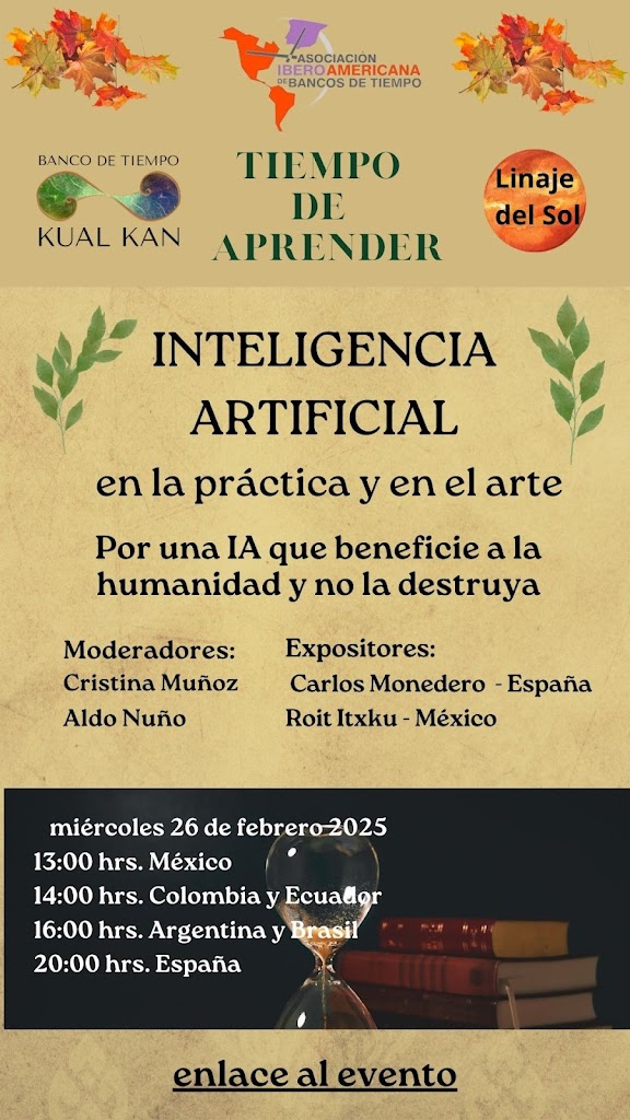 3ª CONFERENCIA VIRTUAL DEL CICLO “TIEMPO DE APRENDER” SOBRE INTELIGENCIA ARTIFICIAL, MIERCOLES 26 DE FEBRERO