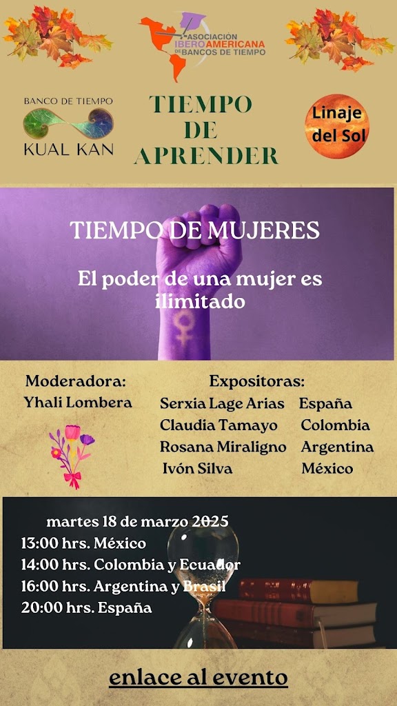 4ª CONFERENCIA VIRTUAL DEL CICLO “TIEMPO DE APRENDER”: TIEMPO DE MUJERES, MARTES 18 DE MARZO